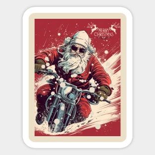 Santa Celebrate Christmas With Motorcycle Sticker